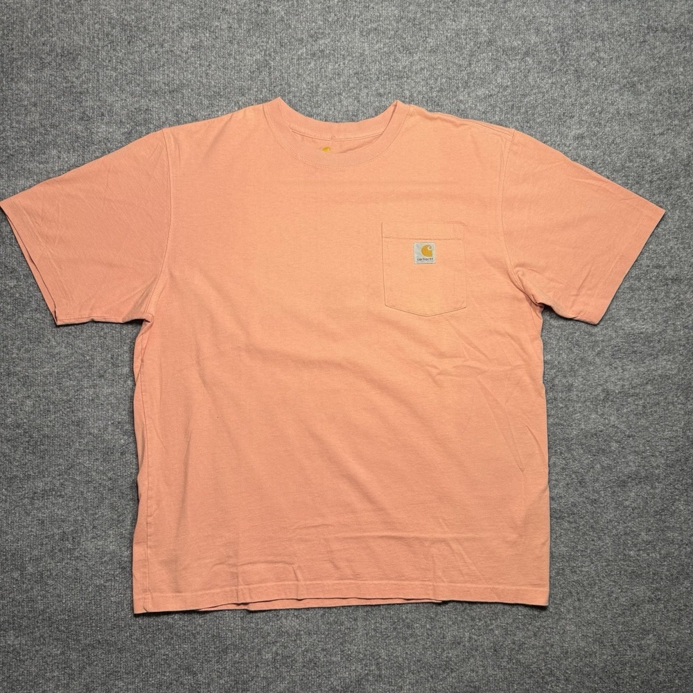 Carhartt Shirt Mens Pink Orange Loose Fit Heavyweight Short Sleeve Size Large